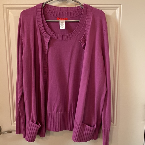 Anne Klein NWT Cardigan Set With Matching Tank Top, 1X, 66% Rayon, 34% Nylon - Picture 4 of 9